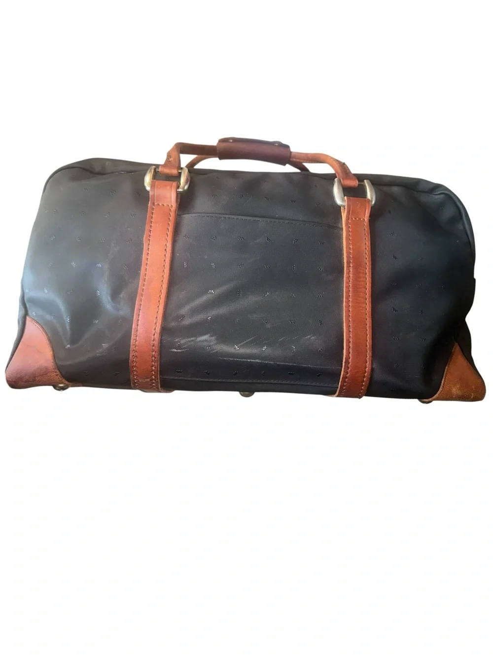 King Ranch Black Duffel Bag with Brown Leather Trim